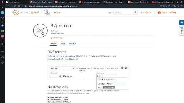 creating DNS record for amazon lightsail смотреть онлайн