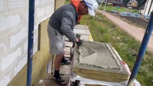 Как приклеить минеральную вату на фасад дома, всё просто.