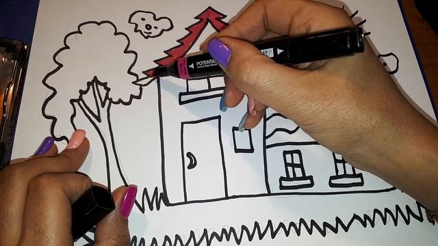 КАК НАРИСОВАТЬ ДОМ? Рисуем фломастерами. Видеоурок для начинающих художников. смотреть онлайн