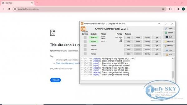 [Solved] phpMyadmin not working with XAMPP | localhost/phpMyadmin not connecting #php #infysky #cod