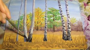 Как нарисовать поэтапно осенний пейзаж гуашью