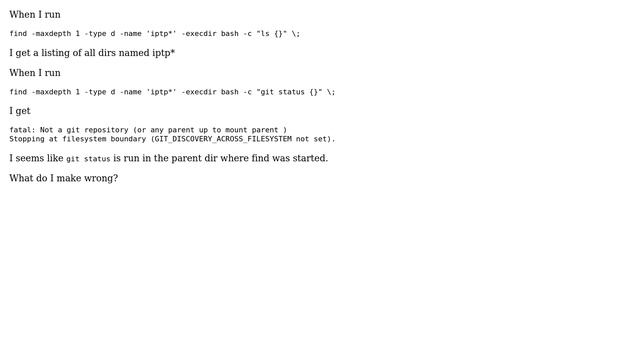 Unix & Linux: find dir with wildcard and run git status not working смотреть онлайн