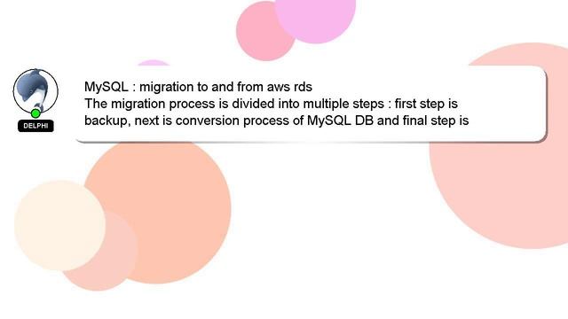 MySQL : migration to and from aws rds смотреть онлайн