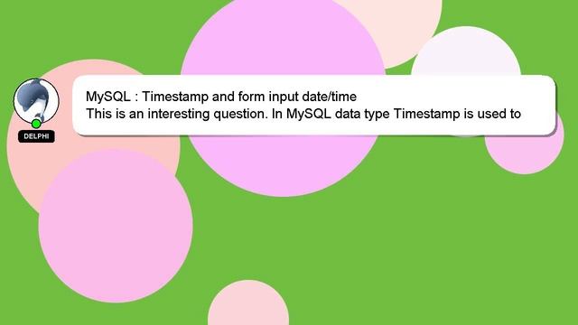 MySQL : Timestamp and form input date/time смотреть онлайн