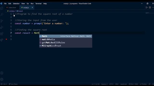 JAVASCRIPT PROGRAM TO FIND THE SQUARE ROOT OF A NUMBER смотреть онлайн