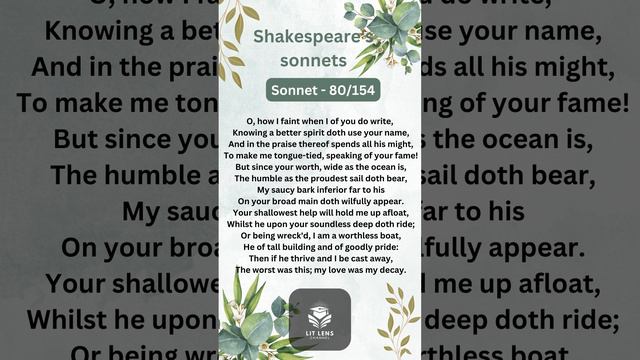 William Shakespeare’s Sonnet - 80 смотреть онлайн