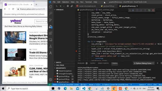 Finance News Scraping using Selenium Python смотреть онлайн