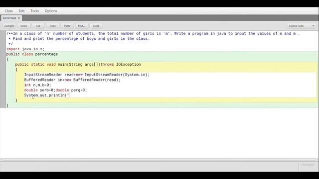 Writing a JAVA program to calculate the number and percentage of boys and girls in a class смотреть онлайн