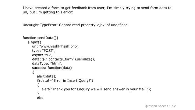HTML : Uncaught TypeError: Cannot read property 'ajax' of undefined When I'm trying to send data to смотреть онлайн