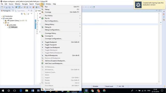 Write a program to print Hello World in Java using Eclipse IDE смотреть онлайн