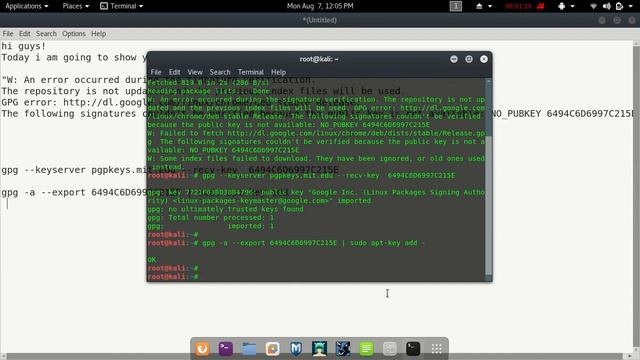 Fix Kali Linux GPG PUBLIC_KEY Not Found Error смотреть онлайн
