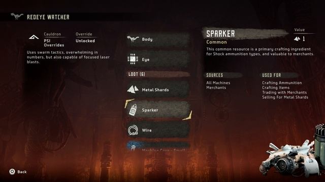 Horizon Zero Dawn - Machines Notebook: Red-Eye Watcher: Cauldron, Components, Weaknesses, Strength смотреть онлайн