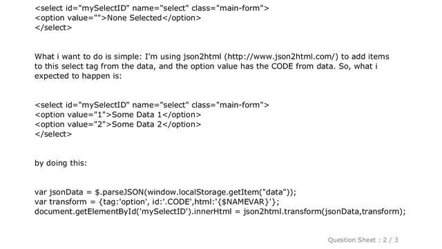 HTML : Insert into HTML select tag options from a JSON смотреть онлайн