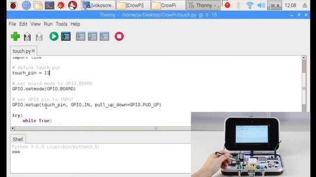 CrowPi Python Lesson 16：Detecting touch using the Touch Sensor смотреть онлайн
