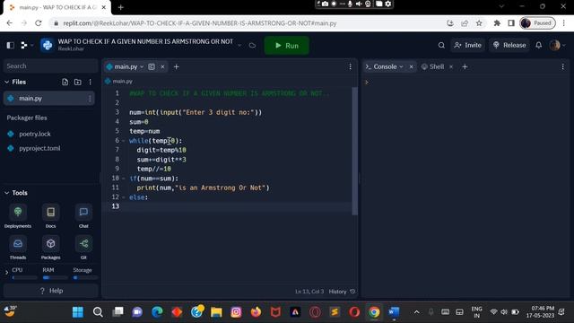 "[HOW TO CHECK A NUMBER IS AN ARMSTRONG OR NOT ]"USING PYTHON..[PROGRAMMING WITH REEK] смотреть онлайн