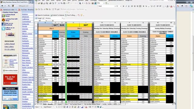 Update Excel Lottery File P3StateDraws.xls Monday Drawings смотреть онлайн