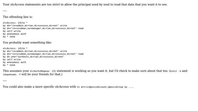 SSSD, openLDAP, MIT Kerberos: "id username" doesn't find enty in LDAP, but ldapsearch does смотреть онлайн