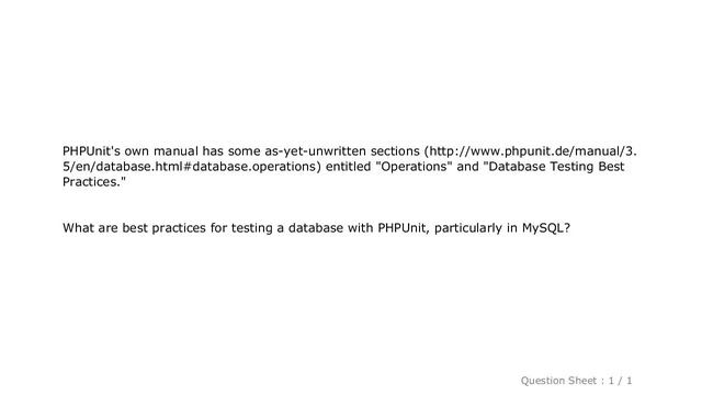 MySQL : Best practices for database testing with PHPUnit смотреть онлайн