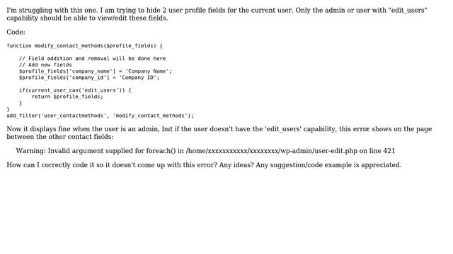 Wordpress: Hide user fields based off capability смотреть онлайн