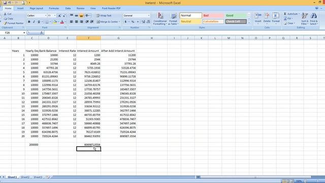 Interest Calculation In Microsoft Excel 2007|2010|2013|2016 смотреть онлайн