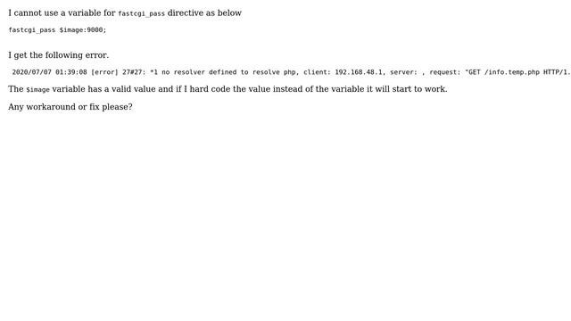 DevOps & SysAdmins: I cannot use a variable in `fastcgi_pass` directive смотреть онлайн
