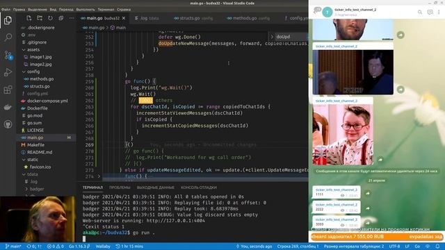 GoLang #94 - telegram-forwarder - статистика обработки - отладка смотреть онлайн