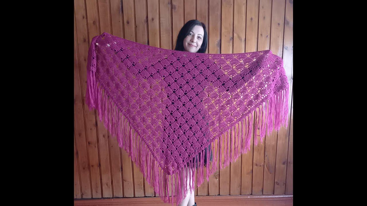 МК № 8 Узор для шали крючком (crochet shawl pattern) смотреть онлайн