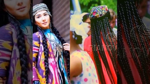 украшения головы, волос и белое платье с закрытом воротом- в узбекском стиле смотреть онлайн