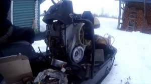 Установка двигателя снегохода Буран и запуск!
