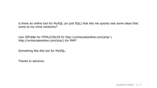 MySQL : MySQL online testing tool смотреть онлайн