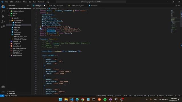 Table, pagination, sort, filter - React, TanStack Table смотреть онлайн