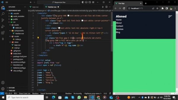 Vue.js navigation bar with Tailwind CSS | Responsive Navbar | vuejs3