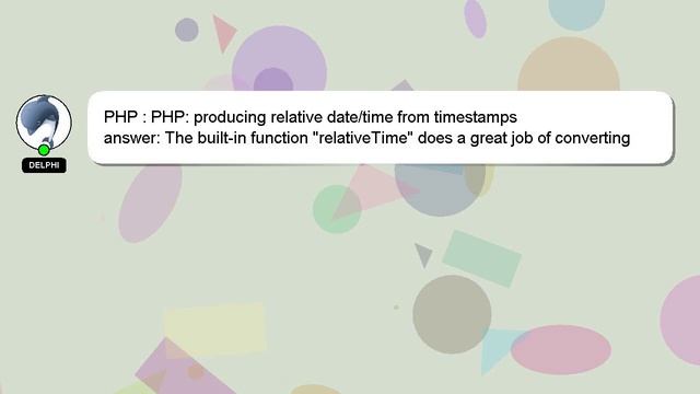 PHP : PHP: producing relative date/time from timestamps смотреть онлайн