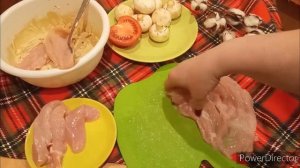 Курица в духовке с грибами.ПП рецепт вкусной курицы с грибами.