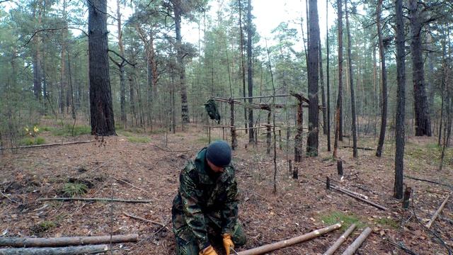 Лесной стул, без гвоздей и веревки. Основной инструмент нож Echo Niolox от Kizlyar Supreme. смотреть онлайн