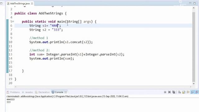 Java program to add two strings | Java Programs with solutions | string programs in java смотреть онлайн
