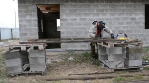Строительные леса из профильной трубы.Продолжение стройки небольшого дома.
