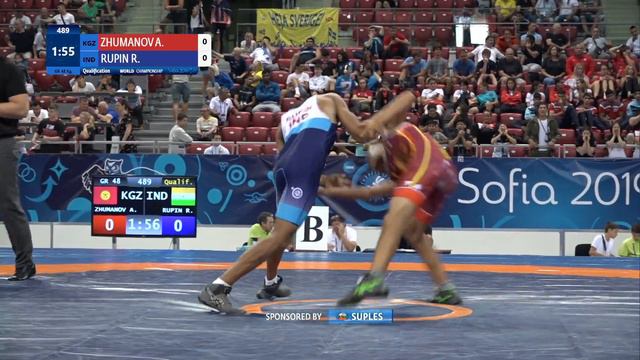 Qual. GR - 48 kg: A. ZHUMANOV (KGZ) v. R. RUPIN (IND) смотреть онлайн
