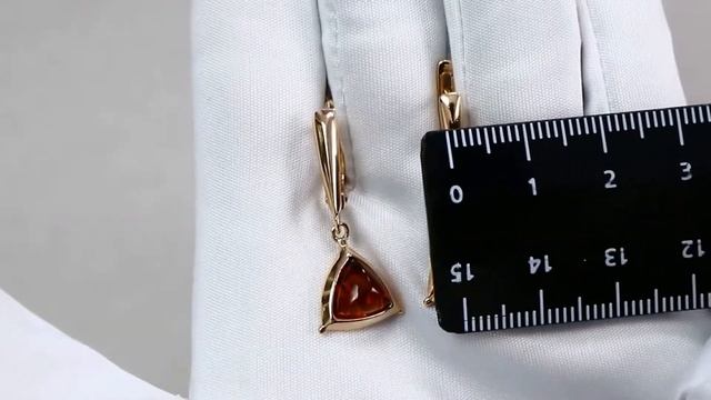 Серьги из золочёного серебра Янтарная волна с янтарём Я821124п-к смотреть онлайн