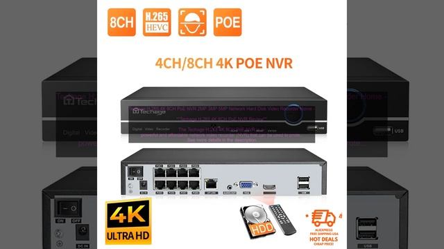 1005002751010981 Techage H 265 4K 8CH PoE NVR 2MP 3MP 5MP Network Hard Disk Video Recor