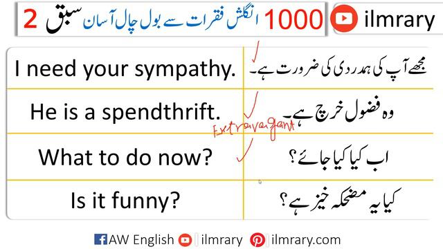 1000 English Sentences Used in Daily Life with Urdu Translation | Class 2 | @ilmrary смотреть онлайн