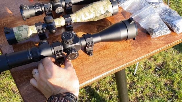 Наглядное сравнение прицелов Marcool , Discovery , Вомз Пилад I на дистанции 50 и 100м