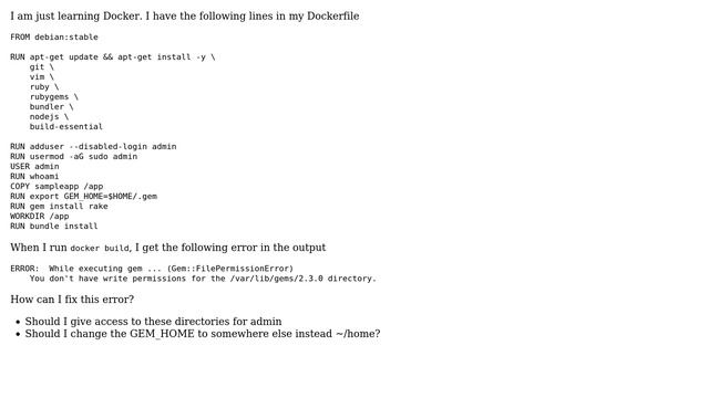 Docker user write permissions issue смотреть онлайн