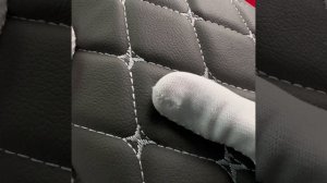 Экокожа самоклеящаяся стеганая для авто, мебели Серая бабочка с Белой нитью 7мм 1.4х1п.м