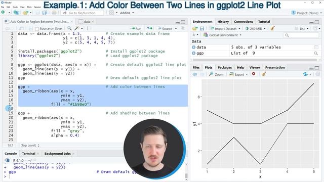 Add Color to Region Between Two Lines in ggplot2 Line Plot in R (2 Examples) | Adjust Shading Area смотреть онлайн