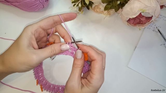 Платье для девочки "Фиалка" спицами . Реглан сверху. Подробный мк Часть1 смотреть онлайн