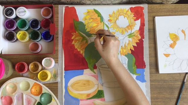 Урок рисования. Рисуем натюрморт с подсолнухами . Часть 2 смотреть онлайн