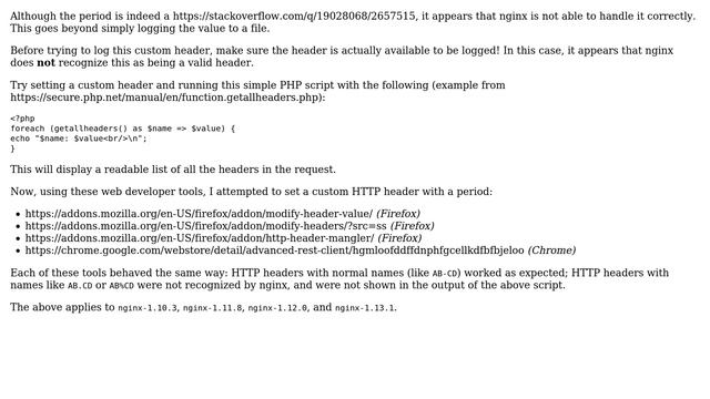 Logging an HTTP header in nginx access logs that contains a dot (period) (3 Solutions!!) смотреть онлайн