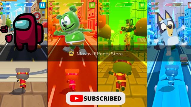 TOM HERO DASH - AMONG US vs GAMMY BEAR vs BABY SHARK vs BLUEY Who is BETTER ? смотреть онлайн