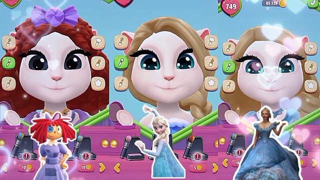 Frozen Elsa 💓 Vs Ragatha 💔 Vs Cindrella My Talking Angela|| Cosplay смотреть онлайн